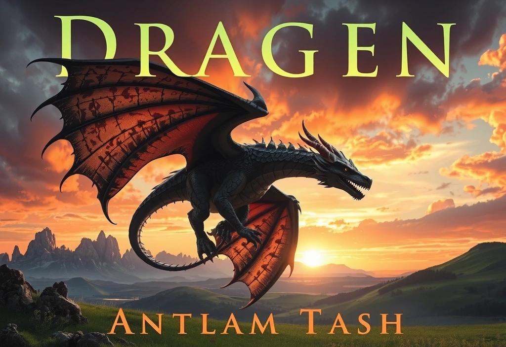 La copertina di un romanzo fantasy con un drago in volo.